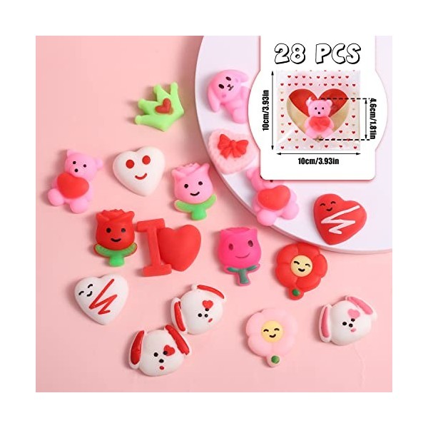 KINBOM Paquet de 28 Cartes de Saint Valentin pour Enfants, Carte Saint Valentin avec Jouets Mini Squishy Toys Carte de Saint 