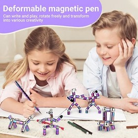 Stylo de décompression magnétique en métal - Stylo multifonction - Jouet pour soulager le stress - Cadeau pour enfants et adu