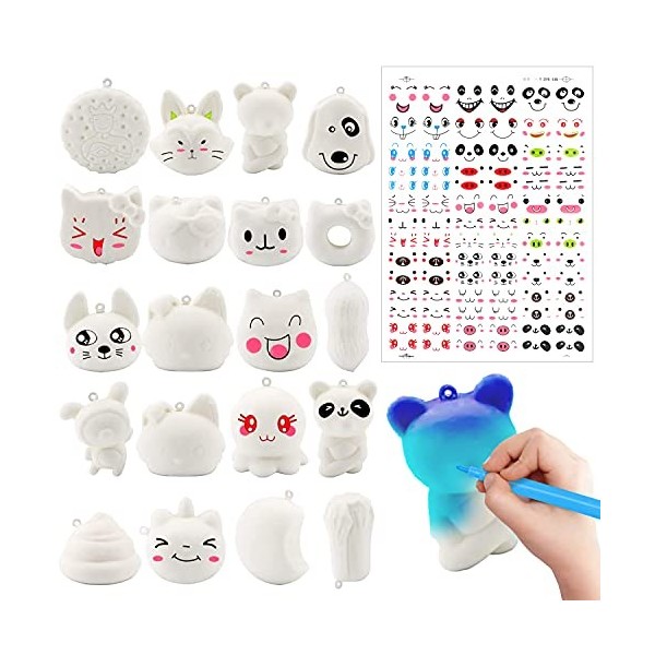 GROBRO7 Lot de 20 jouets à presser pour enfants Kawaii à reprise lente - Jouets mignons et doux pour soulager le stress - Fou