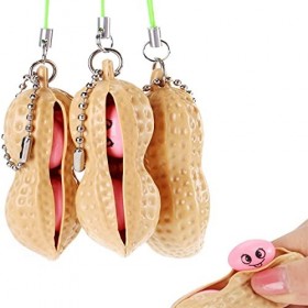 Ancoo Lot de 8 porte-clés en forme de haricot à presser - Pour soulager le stress - Pour décoration de sac à dos