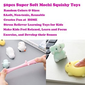 Lot de 50 Jouets spongieux aléatoires Mochi Fidget Squeeze Ball pour Cadeaux de fête, Prix, Salle de Classe, Bureau, décorati