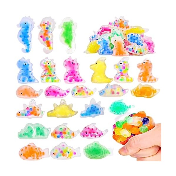 Squishy - Lot de 32 jouets à presser - Pour anniversaire denfant - Avec différents motifs danimaux - Perles deau - Pour fê