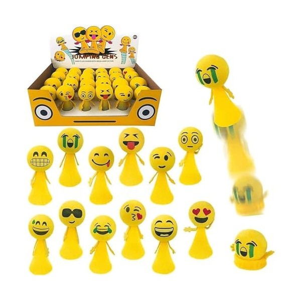 Lot de 24 sauteurs Emoji | Amusement Explosif pour Enfants et Adultes, Jouet de Saut avec Visages Emojis Fête et Divertisseme