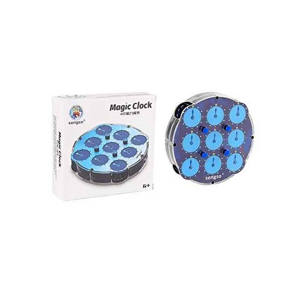 TaoLeLe ShengShou M Horloge Magique Transpsarent Bleu Vitesse Cube Bloc Fidget Cube Jouet pour Enfants et Adultes 3D Puzzle J