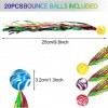 20 Pièces Ruban Balles Rebondissantes Enfant, Mini Balles Rebondissantes Colorées en Caoutchouc, Ruban Bouncy Balls Étoile, p