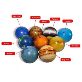 HUSHUI Palline morbide in spugna solida, 9 pezzi Spugna Stampata a Colori Palline morbide Solide Sistema solare Palline plane