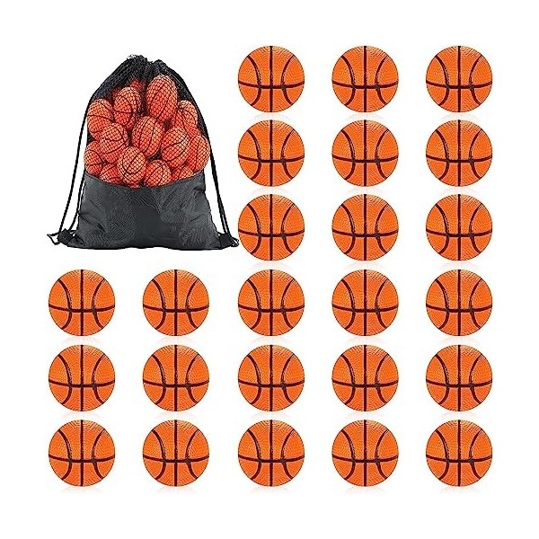 Erinnmy Lot de 24 mini ballons de basket, 4 cm, anti-stress, pour enfants, école, carnaval, récompense, sac cadeau