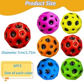 TZEKING 6 Pièces Astro Jump Balle,Moon Bouncing Ball,7 cm,Boules Rebondissantes en 6 Couleurs, Faciles à Saisir, Cadeaux pour