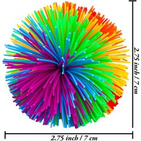 Aneco 6 pièces Singe Stringy Balls Sensory Fidget Jouets Stress Balls Rainbow Pom Ball Jouets Actifs avec Sac à Cordon