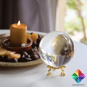 Boule de Cristal Voyance 10 cm & Son Support en Métal + Boîte – Parfaite pour Cristallomancie, Divination, Medium [Garantie A
