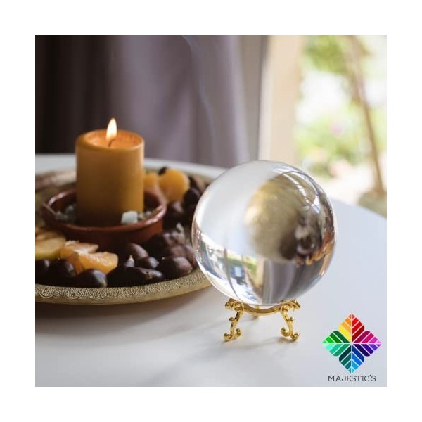 Boule de Cristal Voyance 10 cm & Son Support en Métal + Boîte – Parfaite  pour Cristallomancie, Divination, Medium [Garantie A