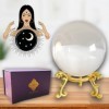 Boule de Cristal Voyance 8 cm & Son Support en Métal + Boîte – Parfaite pour Cristallomancie, Divination, Medium [Garantie A 