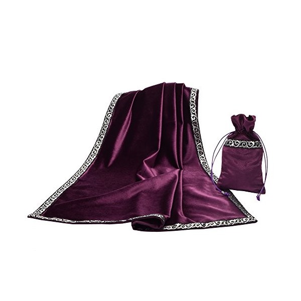 BLESSUME Nappe de Tarot avec Sac Nappe dautel Wicca carrée en Velours, Taille Unique Violet 