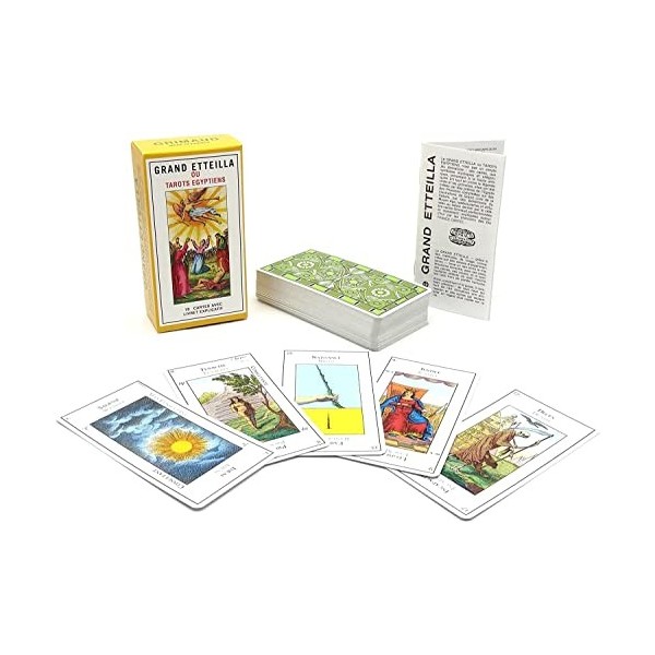 Grimaud - Grand Etteilla - Tarot Egyptien - Cartomancie - Tarot divinatoire inspiré de lépoque antique - Jeu de 78 cartes