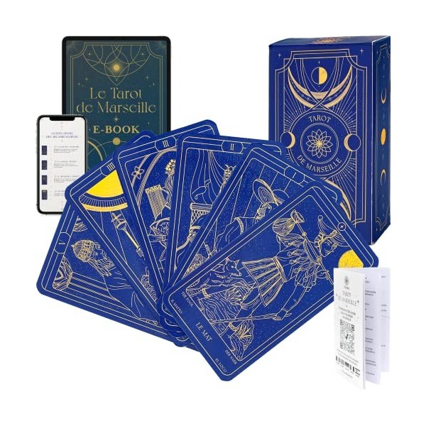 Tarot de Marseille + Livret & E-Book de 196 Pages Tarot Divinatoire en  Français Parfait pour Débutant | Voyance, Divination 