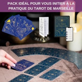 Tarot de Marseille + Livret & E-Book de 196 Pages Tarot Divinatoire en Français Parfait pour Débutant | Voyance, Divination &