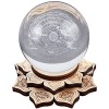 GORGECRAFT 4.1" Lotus Cristal Sphère Présentoir Bois Boule de Cristal Grille Planche en Bois Support de Base Support Décorati