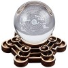 GORGECRAFT 4.1" Lotus Cristal Sphère Présentoir Bois Boule de Cristal Grille Planche en Bois Support de Base Support Décorati