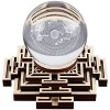 GORGECRAFT 4.1" Lotus Cristal Sphère Présentoir Bois Boule de Cristal Grille Planche en Bois Support de Base Support Décorati