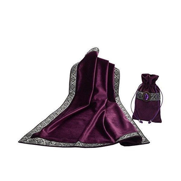 BLESSUME Nappe de Tarot avec Sac Nappe dautel Wicca carrée en Velours, Taille Unique Violet 
