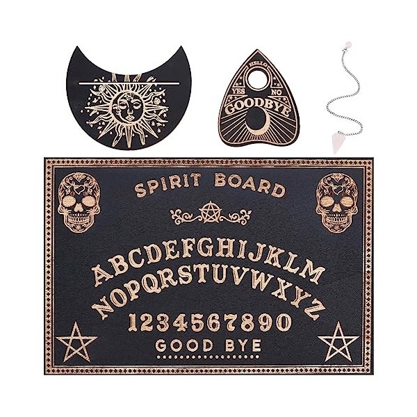 CREATCABIN 5 Pcs Spirit Board Kit Tarot Card Holder Stand Pendule Board Bois Talking Boards Planchette Dowsing Divination 2 P