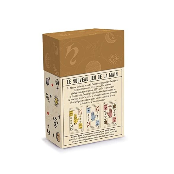 Grimaud - Le Nouveau Jeu de la Main - Cartomancie - Jeu divinatoire ludique & Moderne - Coffret de 84 Cartes