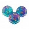 Lot de 3 dés astrologiques pour constellation, divination - 3 couleurs - D12 - Paillettes