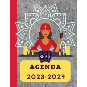 Agenda 2023-2024: thème voyance avec plages horaires de 7h à 19h, avec belles illustrations, pour étudiants, collégiens, lycé