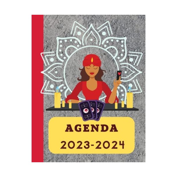 Agenda 2023-2024: thème voyance avec plages horaires de 7h à 19h, avec belles illustrations, pour étudiants, collégiens, lycé