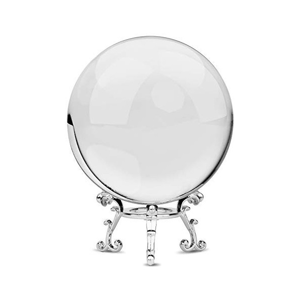 MerryNine Boule en Cristal K9 pour Photographie et décoration avec Support métallique élégant Transparent 80 mm