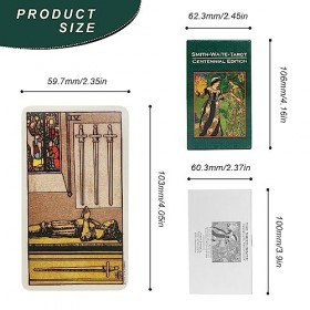 DIYCUT Tarot Rider Waite Smith, 78 Pièces The Smith-Waite Centennial Tarot Cards, Tarot Débutant, Vintage Jeux Carte Tarot Di