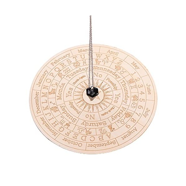 DASNTERED Pendule en bois sculpté avec collier en cristal pour débutant blanc, taille : 15 cm 