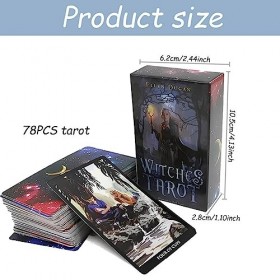 78PCS Cartes de Tarot Tarot de Oracle Witch Tarot Cards Tarot Jeu de Cartes Complet 78 Cartes - Jeu de Tarot Divinatoire - Ta