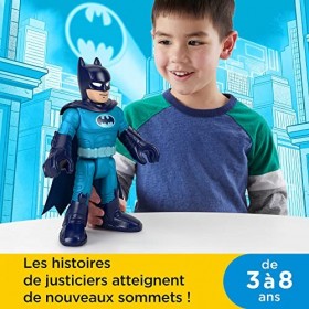 Imaginext - DC Super Friends Batman Défendeur XL Bleu - Grande Figurine Batman Articulée avec Cape de Super-Héros - 25 cm - C