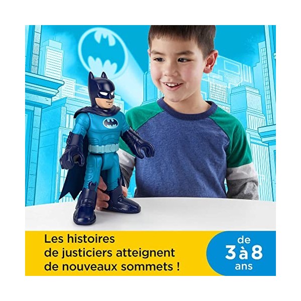 Imaginext - DC Super Friends Batman Défendeur XL Bleu - Grande Figurine Batman Articulée avec Cape de Super-Héros - 25 cm - C