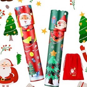 Harrycle 2 Pièces Kaléidoscopes de Noël Jouet Kaléidoscope Éducatif avec 1 Sac Cadeau à Cordon de Père Noël en Flanelle pour 