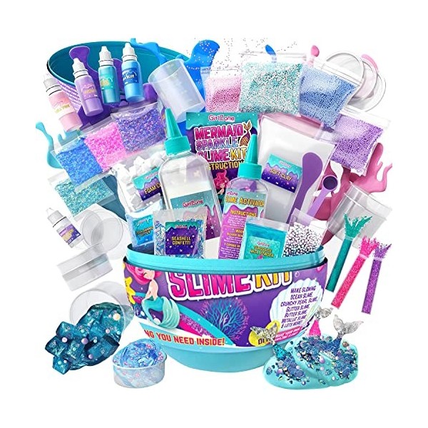 GirlZone Cadeaux pour Filles, Slime Kit Sirène dans Un Oeuf Surprise pour Fille et Enfants Kit de Slime pour Fabriquer du Sli