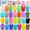 30 pcs Mini Slime Fluffy kit pour Enfants Butter Slime avec Breloques de Mini Slime,Cotillons de Slime Parfumés,Jouet de Mast