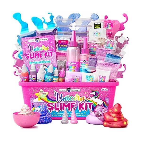 Original Stationery Unicorn Slime Kit Faites Un Slime Crunchy, Molleux, Phosphorescent avec Le Kit de Bricolage de Magical Sl