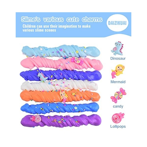 Kit Slime Fluffy pour Enfants,4 pcs Deux Couleurs Slime kit Butter Slime,Faveurs de fête de Slime Parfumés,Jouet de Mastic An