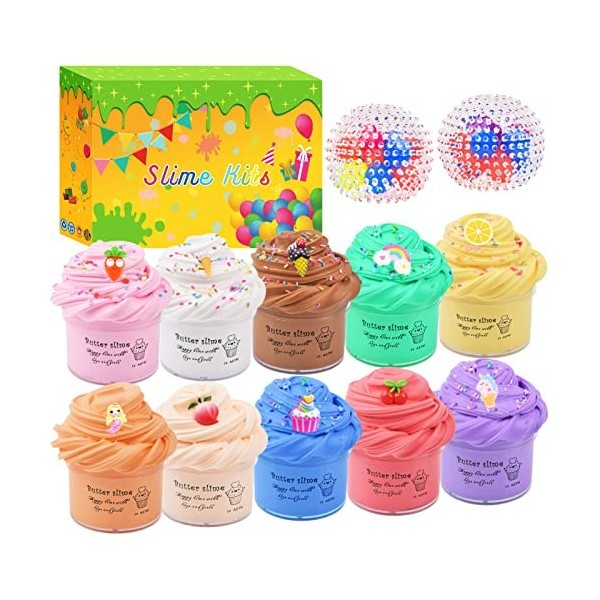 8 Pièces Fluffy Butter Slime, Super Extensible et Non Collant pour Les Enfants Jouet, idéal Jouet de Mastic Anti-Stress pour 