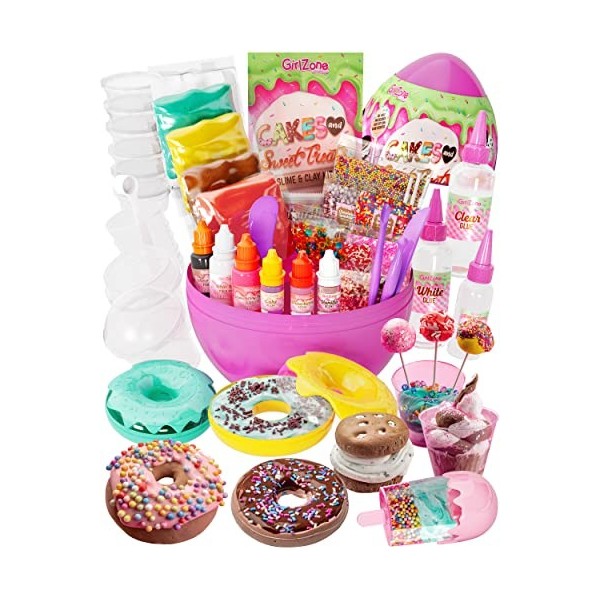 GirlZone Cadeaux pour Les Filles Kit de Slime Déjà Fait Gâteaux et Friandises Oeuf Surprise Slime pour Faire Un Slime au Beur