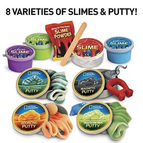 NATIONAL GEOGRAPHIC Mega Slime Kit & Mastic Lab – 4 Types de Slime Incroyable pour Filles et garçons Plus 4 Types de Mastic y