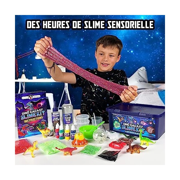 Original Stationery Kit de Slime de Dinosaure DIY de la Galaxie, Kit de Fabrication de Slime Galaxy Phosphorescent avec Jouet