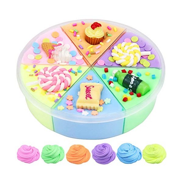 6 Couleurs-Fluffy Slime Butter Slime Kit, Super Soft and Non-Sticky Kids Butter Slime, Ideal Stress Relief Slime Toys, parfum