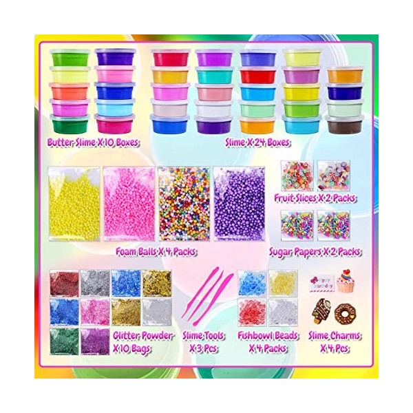 Kit de Slime Crystal pour Filles et garçons DIY Cadeaux pour 6 7 8 9 10 Ans Jumbo Slime Party Favors Gift for Girls 10-12, Ki