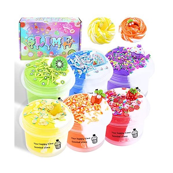 Kit de 4+4 pcs Butter Slime, Ice Cream Fluffy Slime pour Filles et garçons de 6 7 8 9 10 Ans, Cadeau éducatif pour Enfants, i