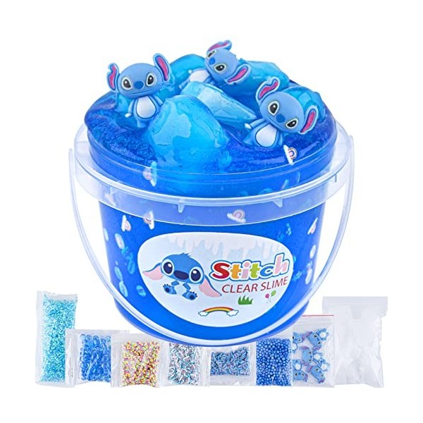 Slime Transparent, 300 ML Bleu Jelly Cube Glimmer Croquant Slime, Cadeau de fête pour Enfants, Cadeau danniversaire Pâques N