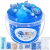 Slime Transparent, 300 ML Bleu Jelly Cube Glimmer Croquant Slime, Cadeau de fête pour Enfants, Cadeau danniversaire Pâques N