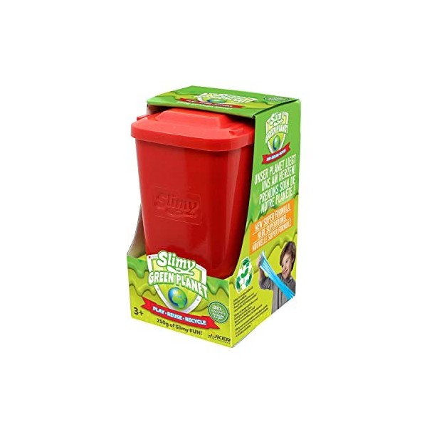 Slimy Green Planet 250 g Bleu dans Une Tonne – Mastic de Jeu Slimy Mega Slime Original, Poubelle biodégradable, 100% de Slime